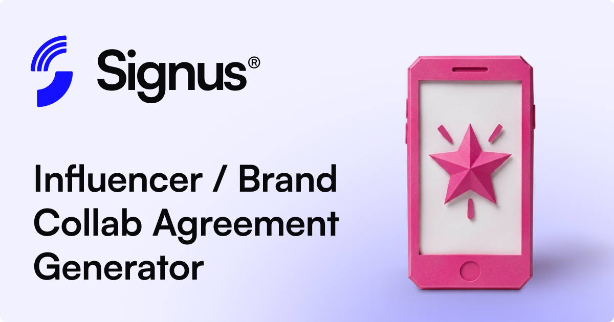 Signus Brand Free Influencer Brand Collab Agreement Generator | Signus.ai